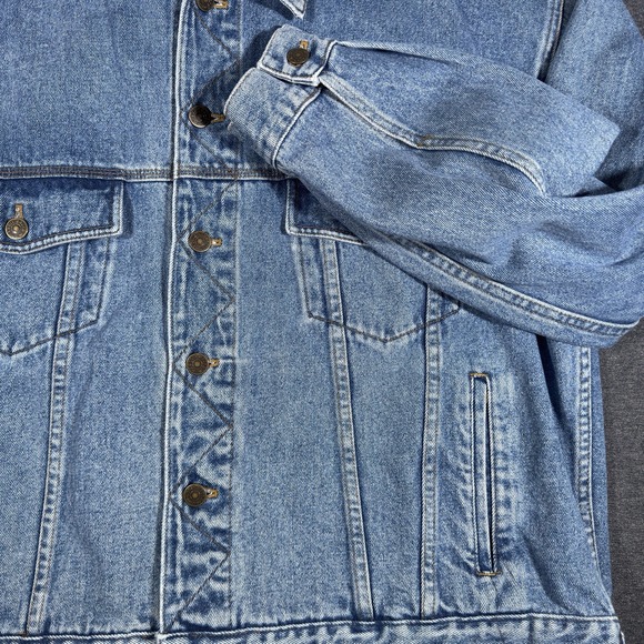 Vintage Eddie Bauer Denim Trucker Jacket Mens XL Blue Jean 80's 90s Outdoor - Picture 2 of 7